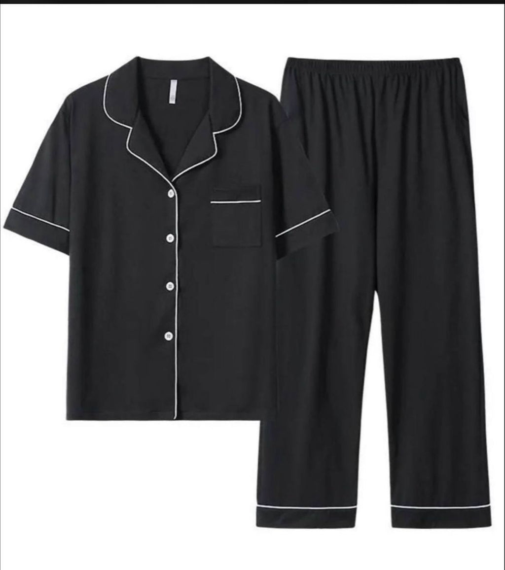 Classic Black Pajama Set – Soft Luxe Nightwear for Women