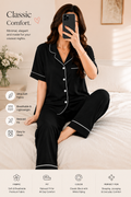 Classic Black Pajama Set – Soft Luxe Nightwear for Women