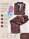 Mocha Monogram Satin Pajama Set – Luxury Inspired Nightwear for Women